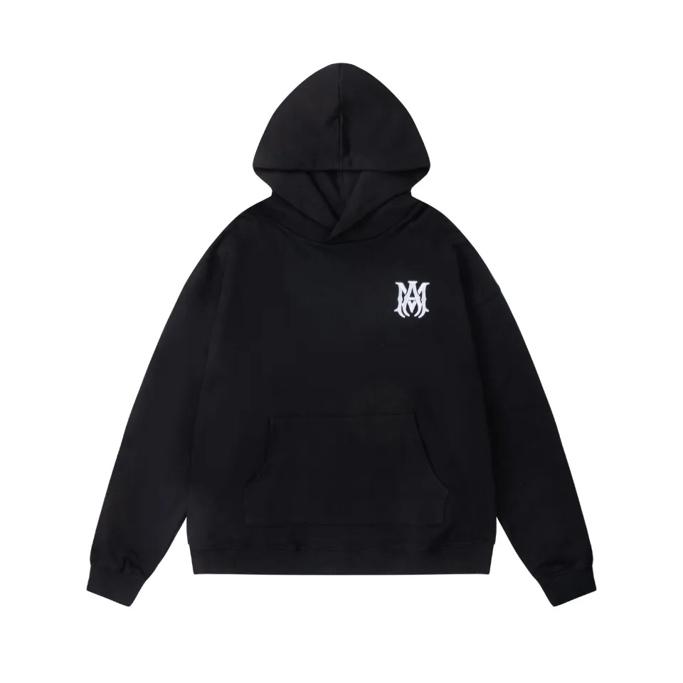 7020#P300AMIRI cross letter embroidery, hooded pullover long-sleeved tops, jackets, sweatshirts, men's and women's trendy high street designers. Color: black, coffee. Size;S M L XL