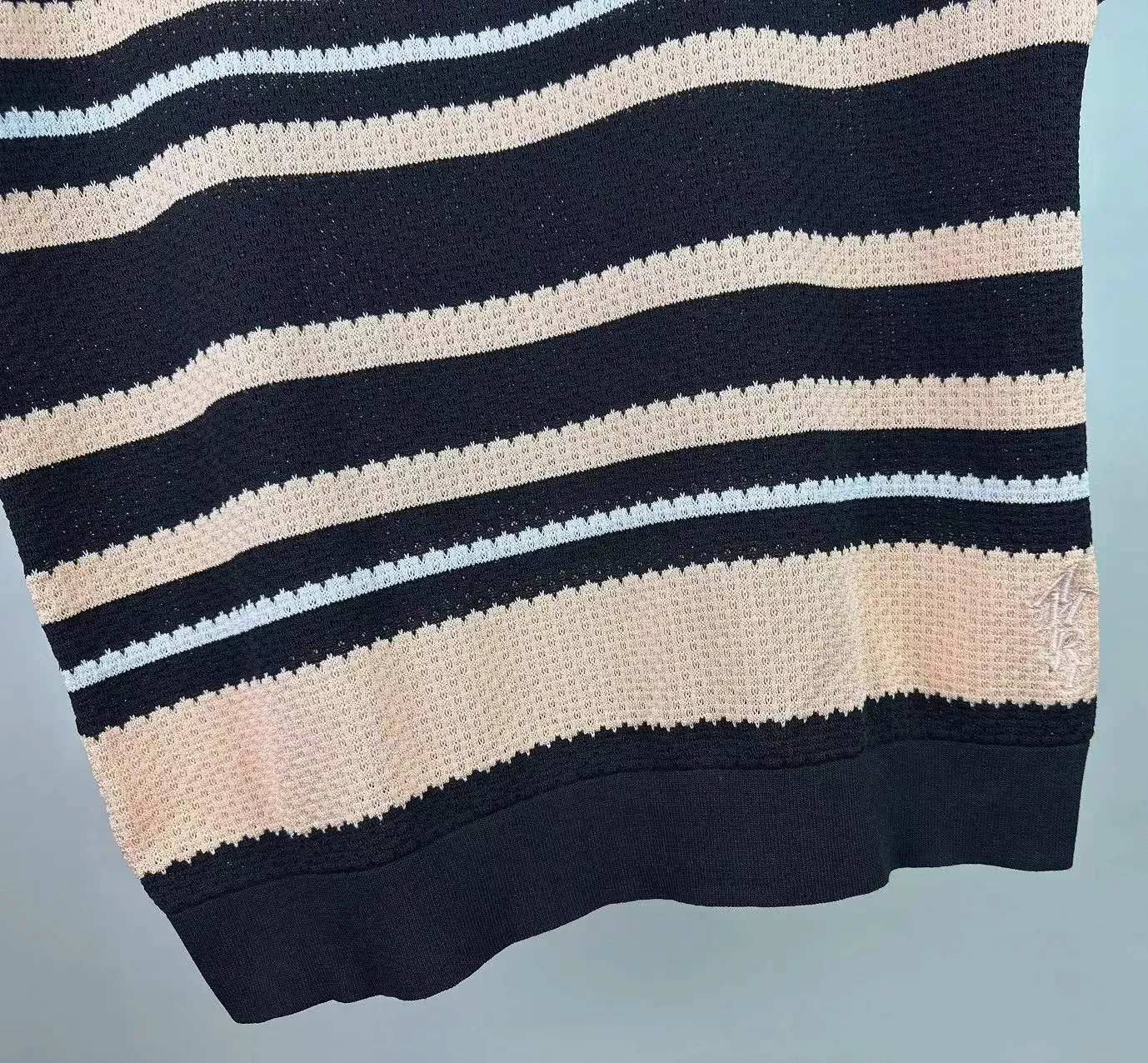 P200 🎉AMIRI new sweater short-sleeved POLO shirt, thin and breathable, embroidered hem, color: green black number: S M L XL XXL