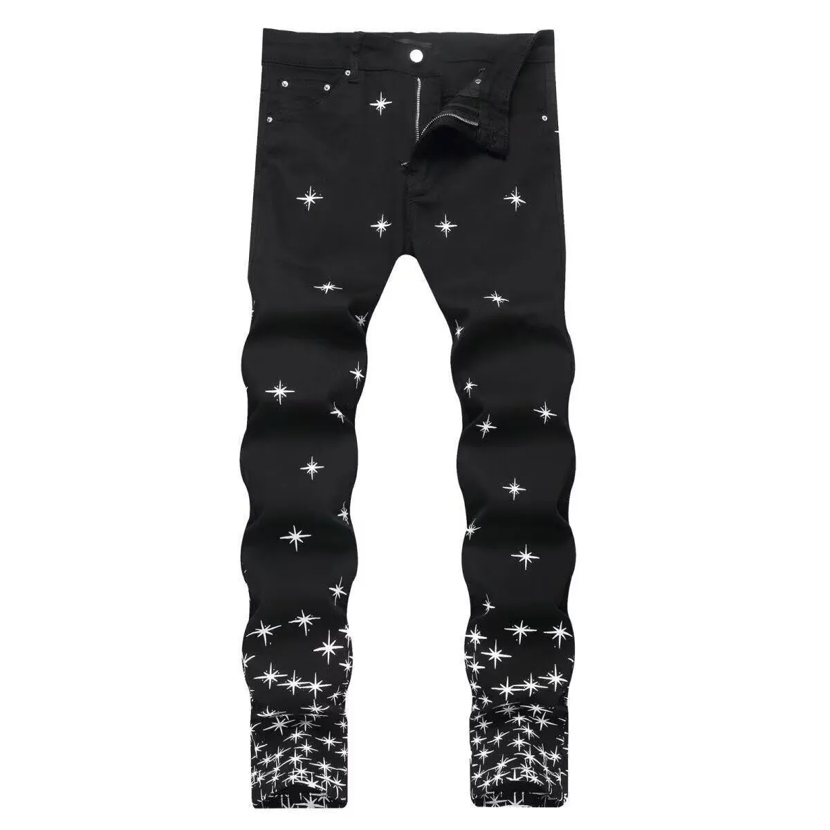 P168 💰 AMIRI patch embroidery jeans trousers AMIRI high street basic ripped tight elastic jeans trousers amiri brand jeans break the production process and cutting of the original jeans, the fabrics are softer and more comfortable Hand-sewn collar label Customized logo buttons Genuine leather tag Color: Picture color Size: 30-32-34-36