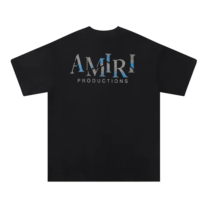 Style number: 720 P126 Fabric: 260g double yarn AMIRI 2025 spring and summer new logo round neck T-shirt high street men and women loose classic letter mask short sleeves Color: black. Size: S M L XL