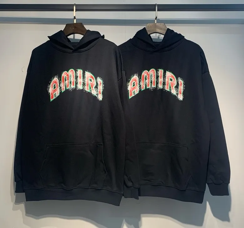 884 model P220 high quality 360g pure cotton terry AMIRI real shot sweatshirt black hanging shot S. M. L. XL