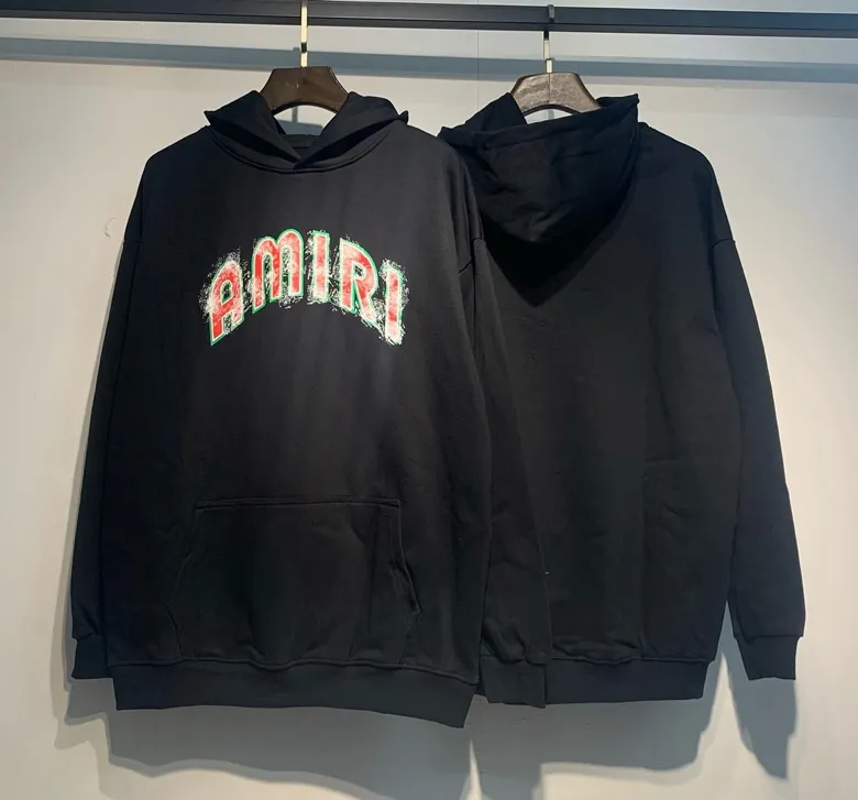 884 model P220 high quality 360g pure cotton terry AMIRI real shot sweatshirt black hanging shot S. M. L. XL