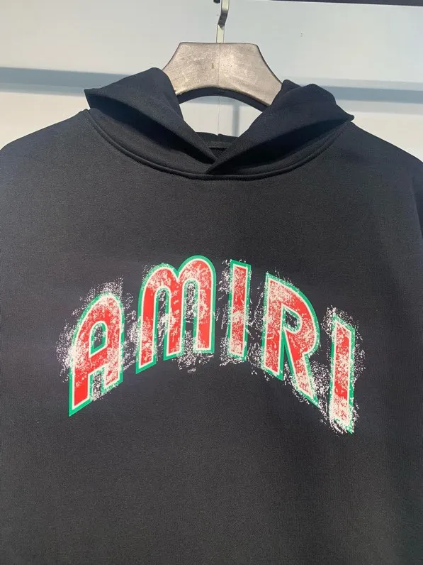 884 model P220 high quality 360g pure cotton terry AMIRI real shot sweatshirt black hanging shot S. M. L. XL