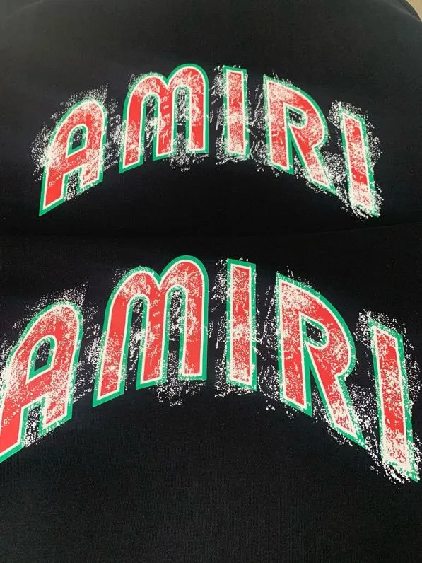 884 model P220 high quality 360g pure cotton terry AMIRI real shot sweatshirt black hanging shot S. M. L. XL