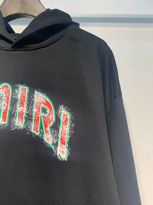 884 model P220 high quality 360g pure cotton terry AMIRI real shot sweatshirt black hanging shot S. M. L. XL