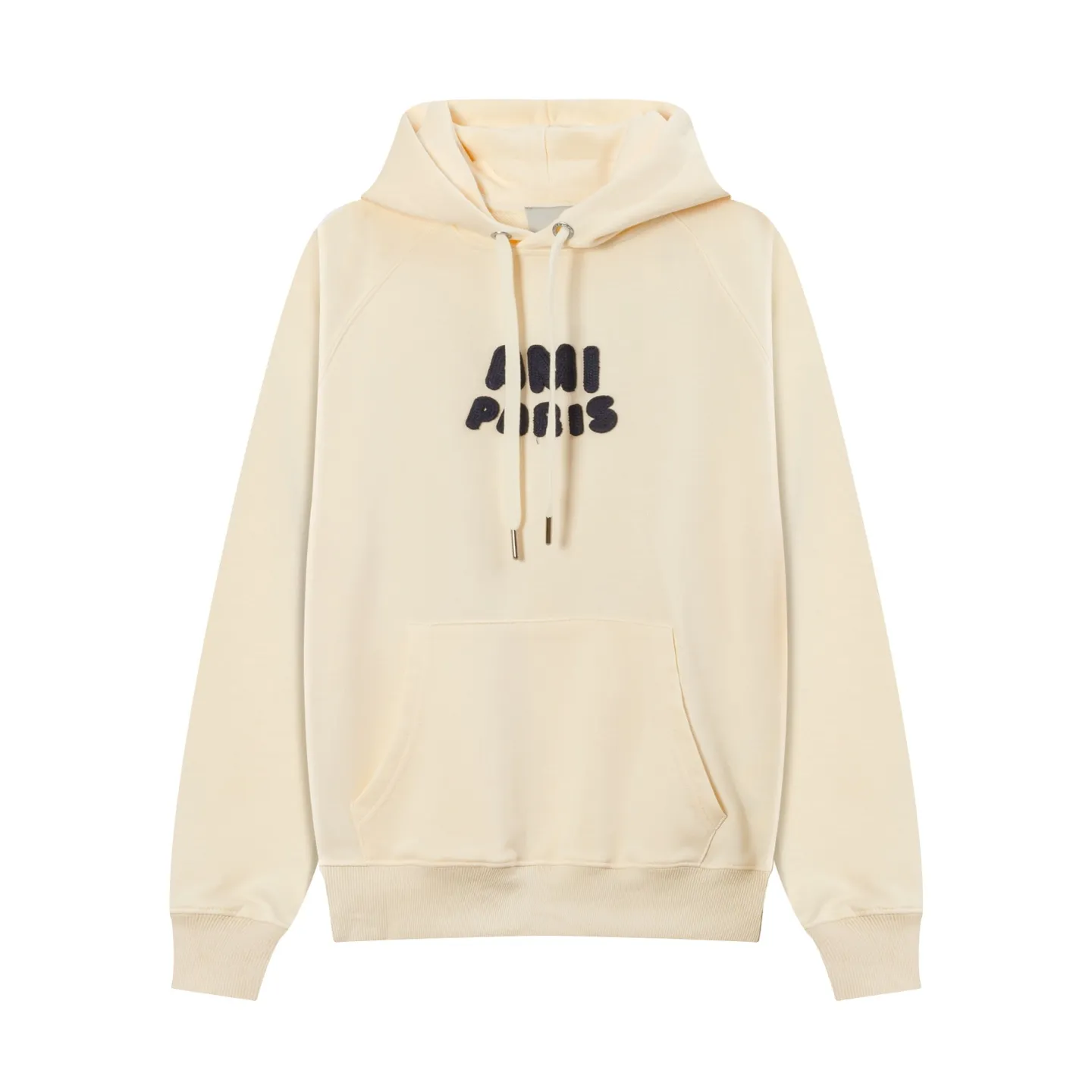 663# AMI PARIS 25SS early spring new crochet monogram micro-label hooded sweatshirt, customized 360g pure cotton fabric, YP replica, new main wheat, washable wheat QR code can be scanned, same style for men and women, color: Baolan apricot, code number: S-XL