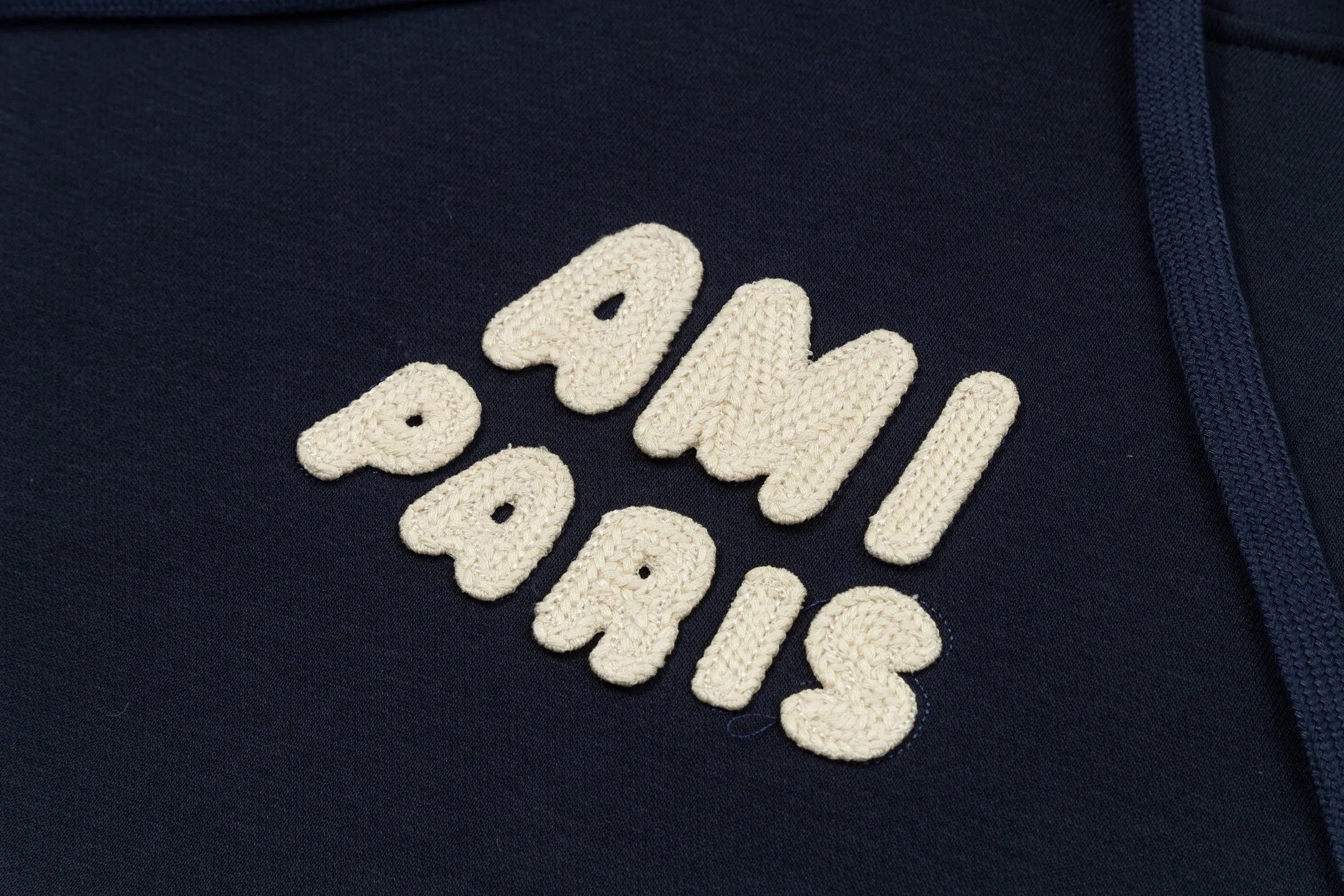 663# AMI PARIS 25SS early spring new crochet monogram micro-label hooded sweatshirt, customized 360g pure cotton fabric, YP replica, new main wheat, washable wheat QR code can be scanned, same style for men and women, color: Baolan apricot, code number: S-XL