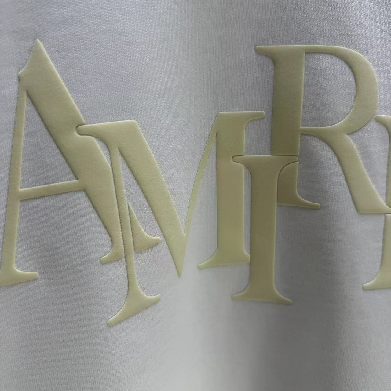 P200 AMIRI* 2025 autumn and winter new round neck sweatshirt 400g terry cotton letter logo three-dimensional foam Color: Black White Gray Purple Size: S M L XL XXL