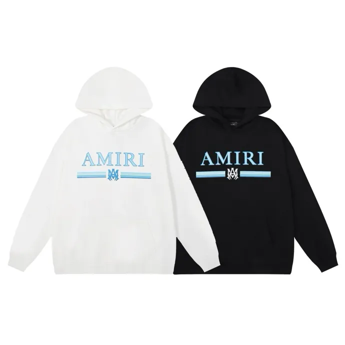 Style number: 879 P220 Fabric: 360g pure cotton terry sweatshirt AMIRI 2025 new autumn and winter logo hooded terry sweatshirt high street unisex loose classic letter jacket Color: Black White Size: S M L XL