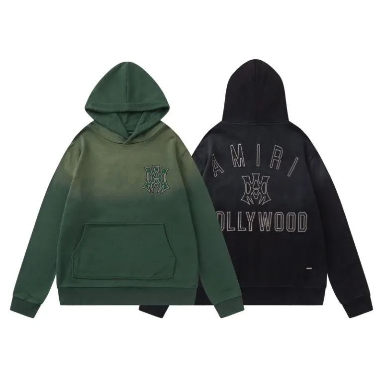 P330 7193#AMIRI classic logo patch embroidery, using 480g weight fabric washing process, color: black, green, size: S M L XL