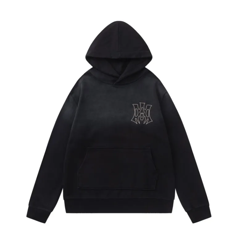 P330 7193#AMIRI classic logo patch embroidery, using 480g weight fabric washing process, color: black, green, size: S M L XL
