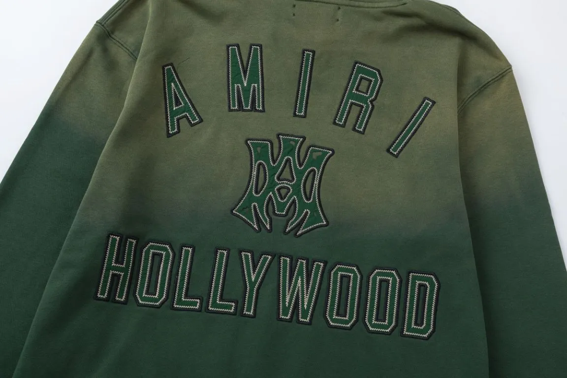 P330 7193#AMIRI classic logo patch embroidery, using 480g weight fabric washing process, color: black, green, size: S M L XL