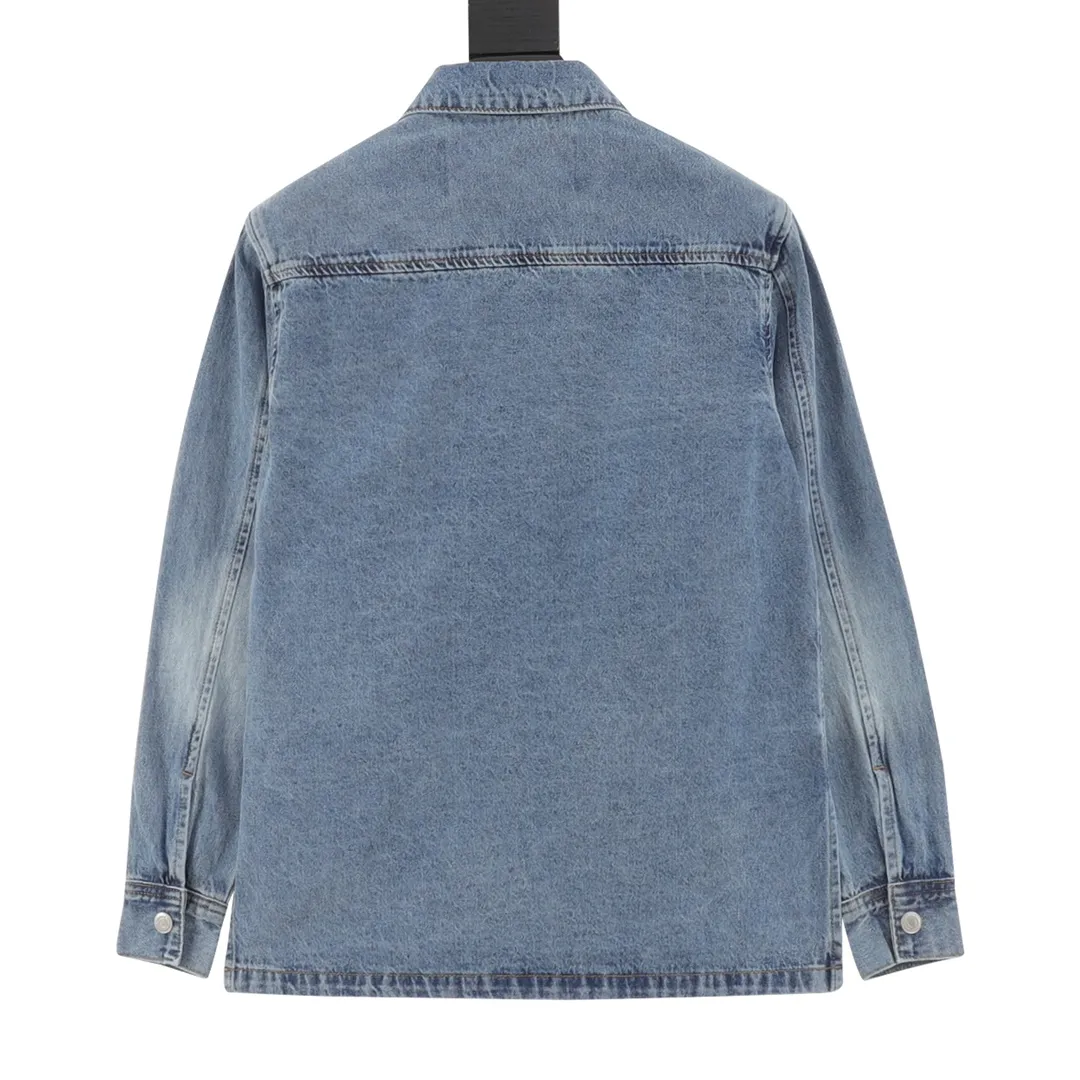 🅿️540 AMI PARIS 25 new autumn and winter woven love embroidered long-sleeved denim loose casual lapel jacket, buttons decorated with LOGO YP, can be worn by men and women, dropped shoulder length, color: apricot, apricot red heart, denim basket size: S-XL