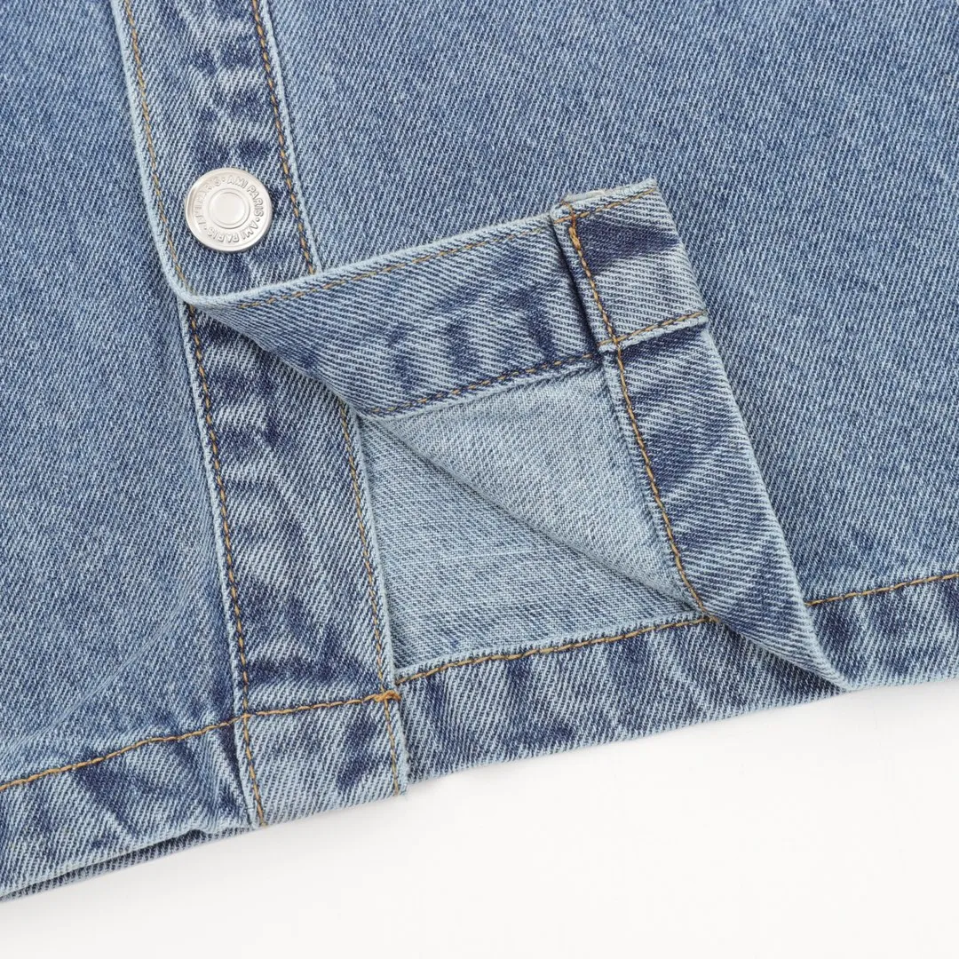 🅿️540 AMI PARIS 25 new autumn and winter woven love embroidered long-sleeved denim loose casual lapel jacket, buttons decorated with LOGO YP, can be worn by men and women, dropped shoulder length, color: apricot, apricot red heart, denim basket size: S-XL