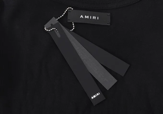 Style number: 653 P114 Fabric: 260g double yarn AMIRI 2025 spring and summer new logo round neck T-shirt high street men and women loose classic solid color letter short sleeves Color: black white Size: S M L XL
