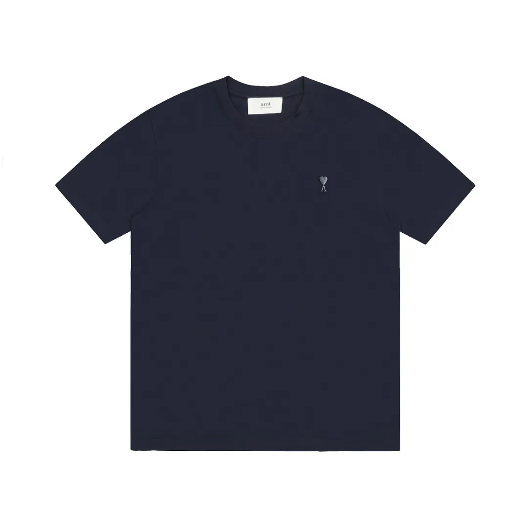 Ami Amy 2024ss Spring New Style Classic Metal Chapter Short Sleeves ✅The maximum size can be worn up to 230 pounds. No pressure to export to Europe and the United States. Sizes S-XL Color: Black, White, Apricot, Navy Blue, Burgundy, Pink, Sky Blue, Mint Green