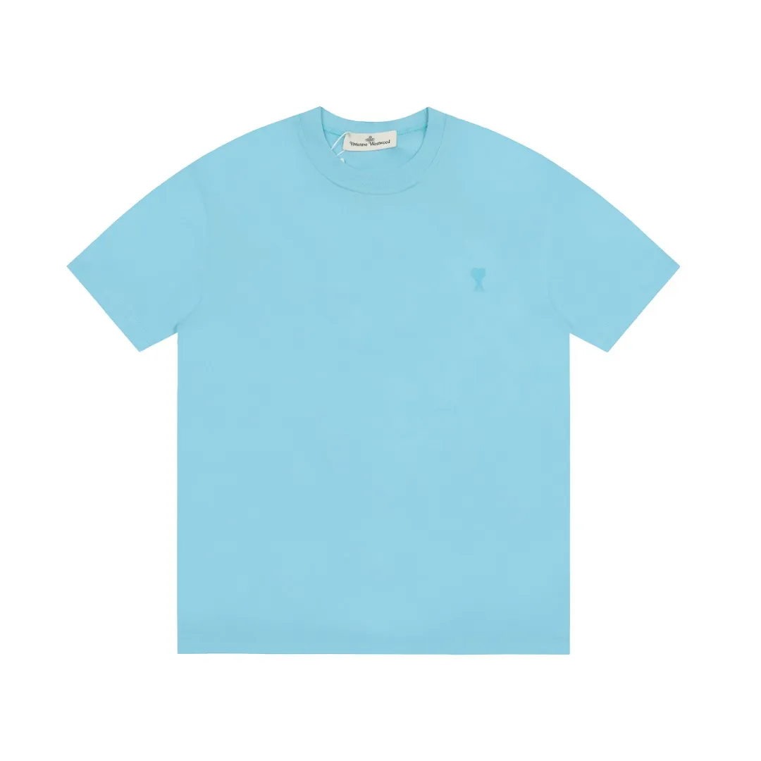 Ami Amy 2024ss autumn classic small embroidered love short sleeves ✅240G Xinjiang long-staple cotton top double yarn, shrinkage rate controlled at 2%, export-grade solid color quality, truly not easy to deform, shrink, and not fade ✅Maximum size can be worn 230 pounds, no pressure to export to Europe and the United States, size S-XL Color: 7 colors, white, black, gray, sky blue, navy, sapphire blue, dark green, coffee, brown, apricot Egg yolk, wine red, meat powder, taro purple