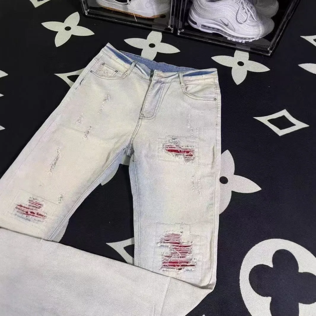 P156 Style No. Cc846 AMIRI MX1 high street jeans slim trousers FOG high street men's trend AMIRI In recent years, high street has become an increasingly common word in men's clothing. High street style has also become an important direction for everyone's matching. High street related items basically cannot avoid oversize. Color: Picture color Code number: m-2xl