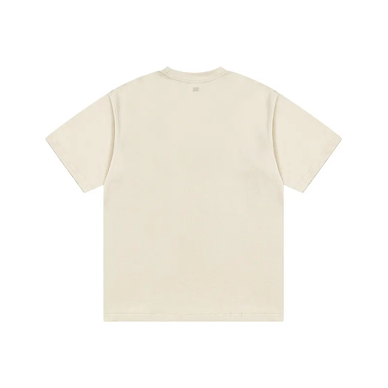 AMI PARIS 25SS new product [Co-branded by Choi Woo-sik] Co-branded logo WDC contrasting logo short-sleeved T-shirt. Customized 230g double yarn pure cotton fabric matching 280G rib YP replica. New main wheat. Washable wheat QR code can be scanned. Same style for men and women. Color: dark green, apricot. Size: S-XL