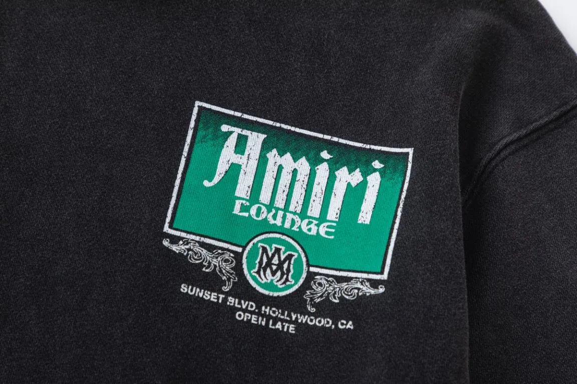 P330 7191#AMIRI classic distressed hole style, made of 480g fabric, color: black, size: S M L XL