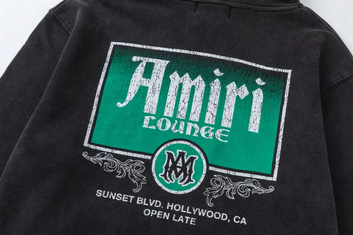 P330 7191#AMIRI classic distressed hole style, made of 480g fabric, color: black, size: S M L XL