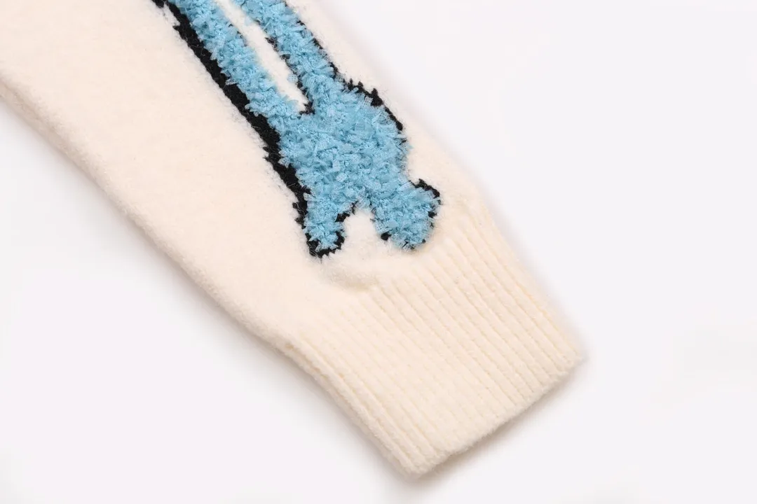 P320 AMIRI new letter logo jacquard, tassel V-neck cardigan sweater Color: blue black apricot Code number: S M L XL XXL
