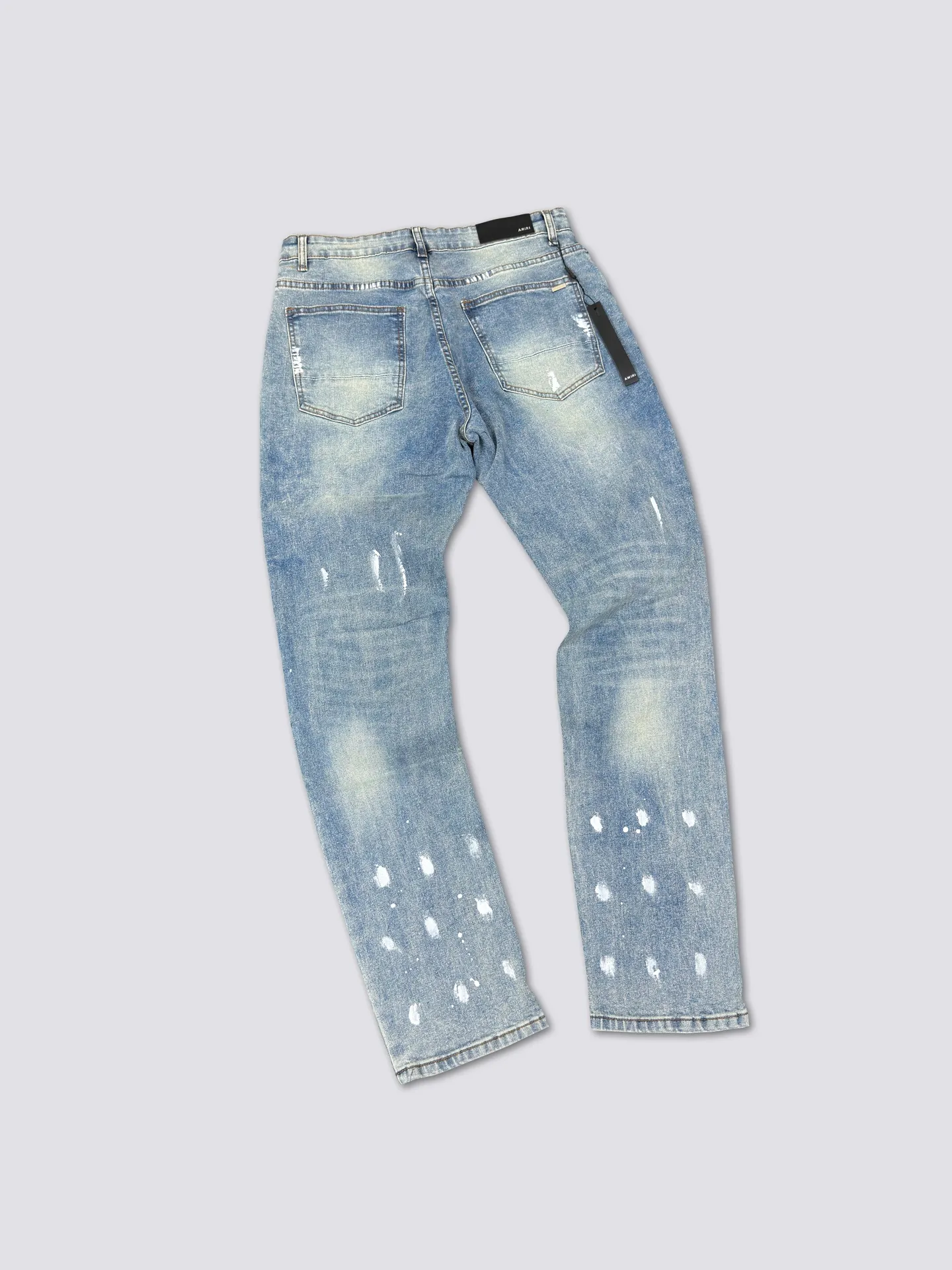 AMIRI's new jeans washed ripped silver diamond denim trousers are the same for men and women Color: Blue Size: S-XL (28-34)