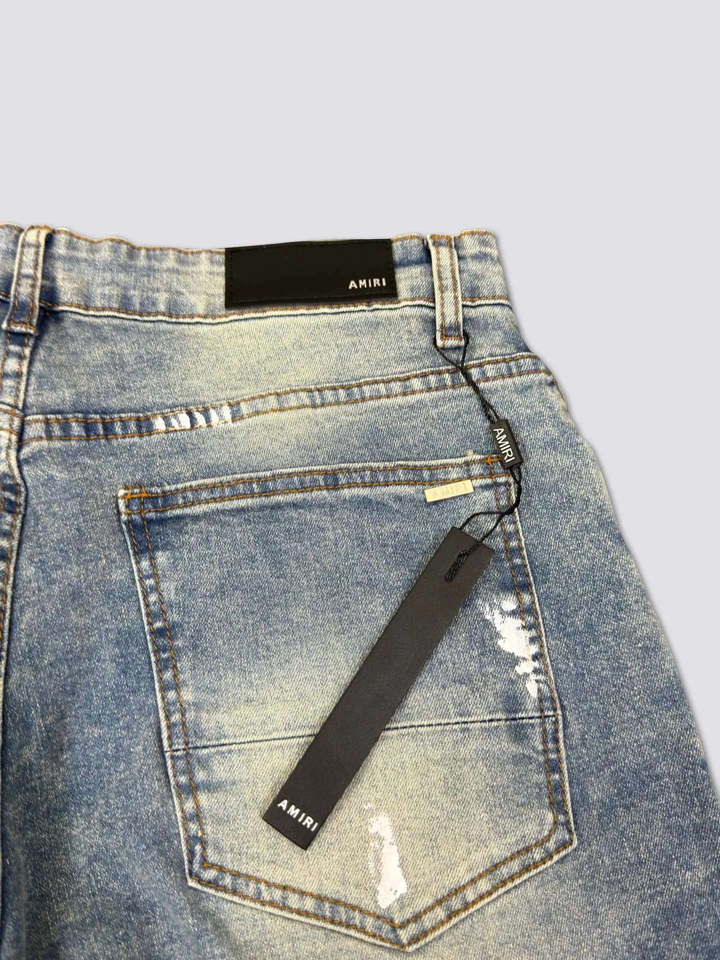 AMIRI's new jeans washed ripped silver diamond denim trousers are the same for men and women Color: Blue Size: S-XL (28-34)
