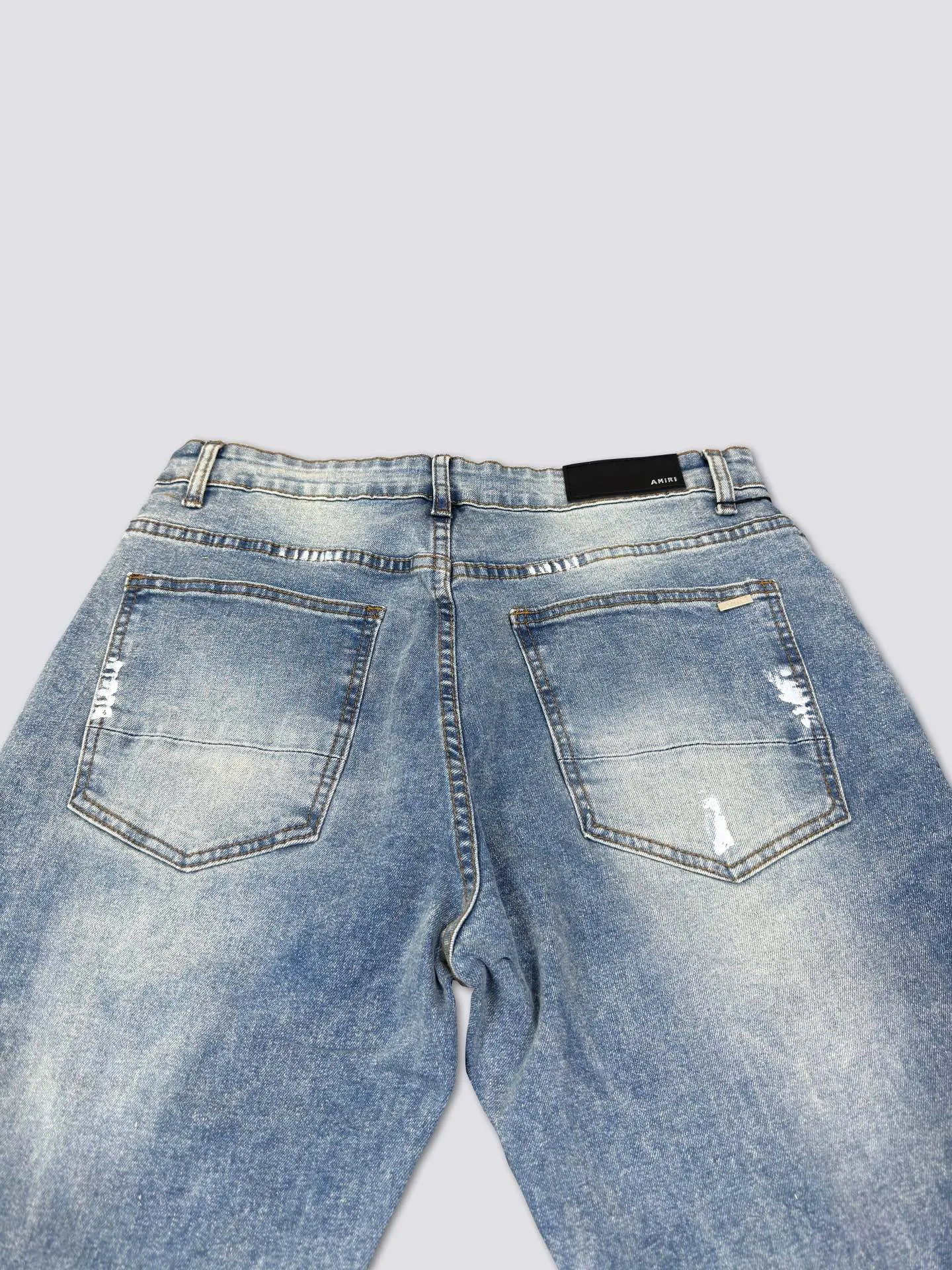 AMIRI's new jeans washed ripped silver diamond denim trousers are the same for men and women Color: Blue Size: S-XL (28-34)