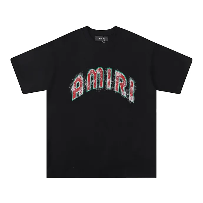Style number: 685 P120 Fabric: 260g double yarn AMIRI 2025 spring and summer new logo round neck T-shirt high street same style for men and women loose classic letter short sleeves Color: White Black Size: S M L XL