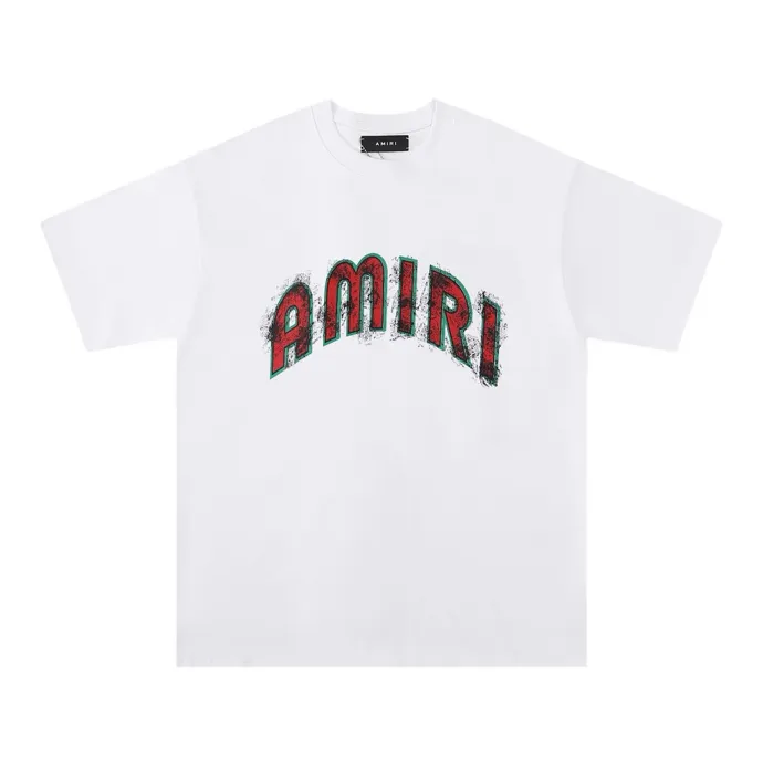Style number: 685 P120 Fabric: 260g double yarn AMIRI 2025 spring and summer new logo round neck T-shirt high street same style for men and women loose classic letter short sleeves Color: White Black Size: S M L XL