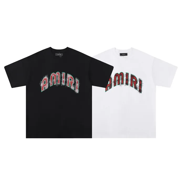 Style number: 685 P120 Fabric: 260g double yarn AMIRI 2025 spring and summer new logo round neck T-shirt high street same style for men and women loose classic letter short sleeves Color: White Black Size: S M L XL