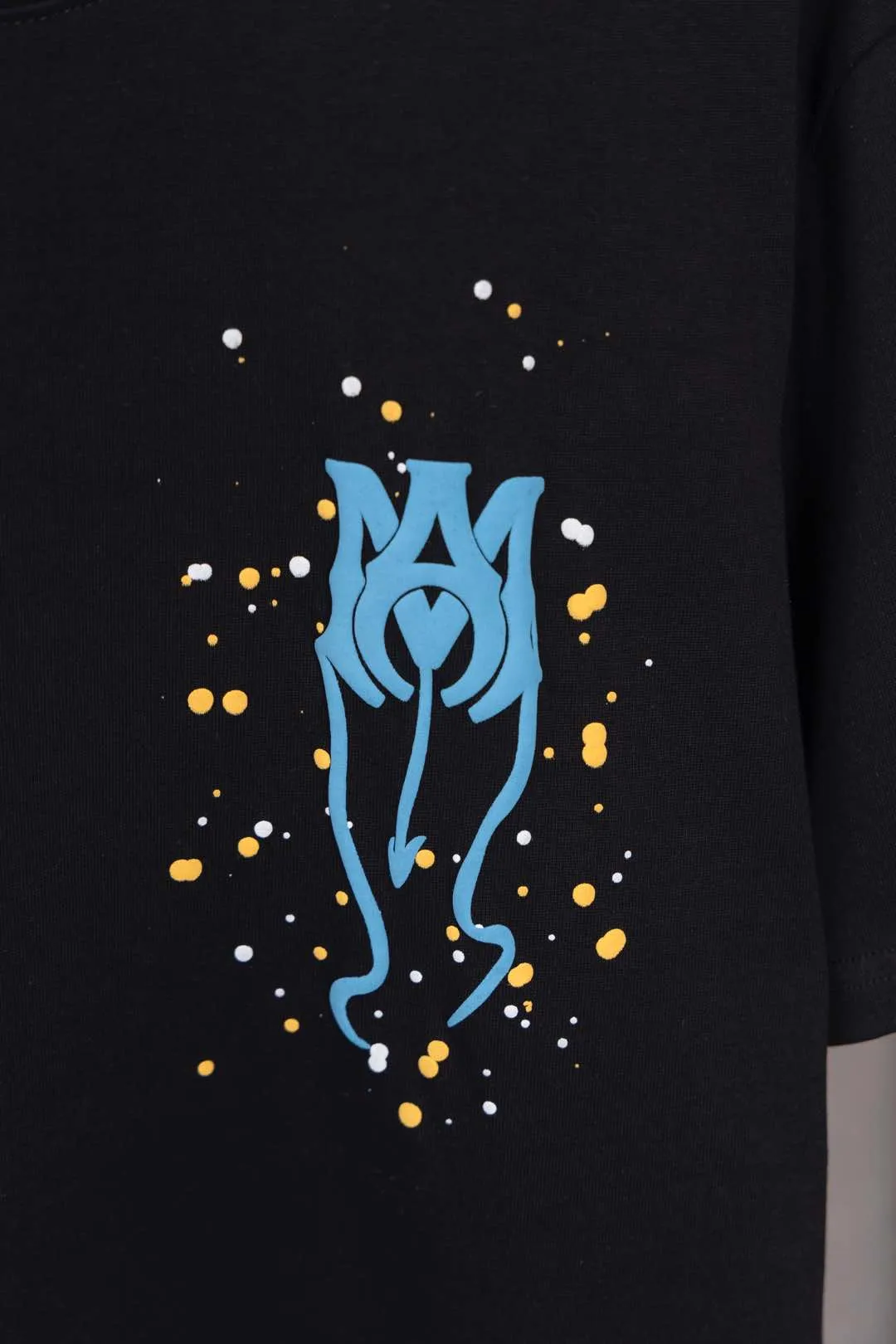 P134 S004 "𝙉𝙚𝙬♈️AMIRI" 🔥50ss new T-shirt, front and back colorful patterns + letter logo foaming process, made of 260g double yarn cotton fabric, soft fabric, trendy and versatile, same style for men and women. Color: black, white, size: M～3XL
