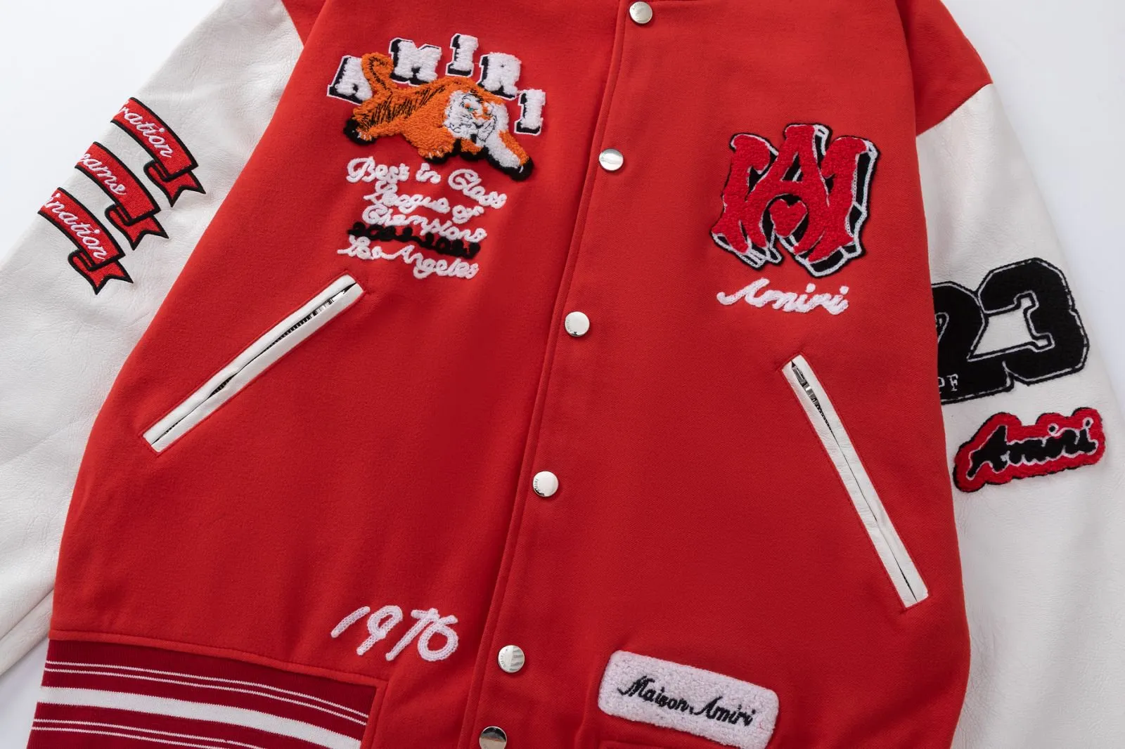 7095#P496AMIRI classic tiger embroidery LOGO. Color: black, red. Size: S M L XL
