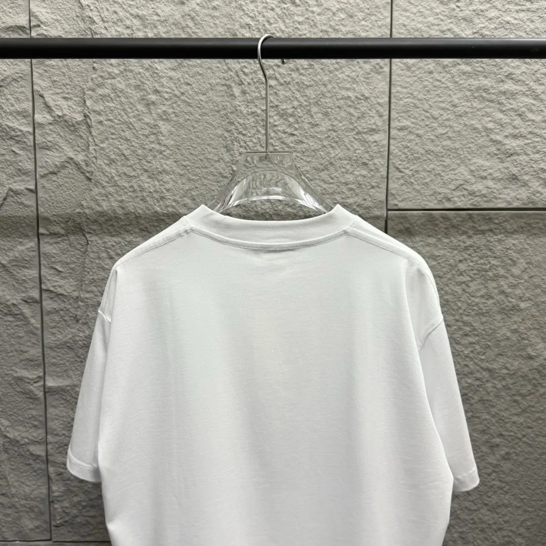 🅿️180 Ami* 2025 Spring and Summer New Style Embroidered Circle Little Love Customized Double Yarn Plain Cotton Fabric Short Sleeve T-shirt Unisex Color: Black White Light Blue Light Pink Size: S (90-130 catties) M (120-150 catties) L (140-165 catties) XL (160-180 catties) XXL (180-210 pounds)