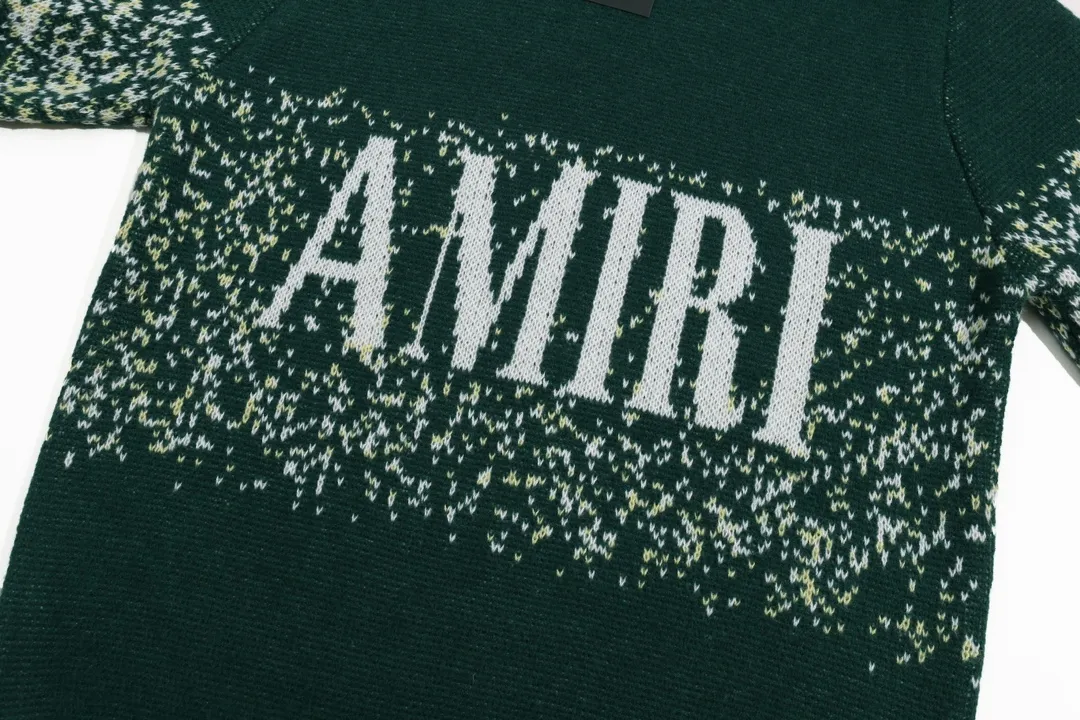 P280 AMIRI new style neckline personalized logo embroidered jacquard seahorse wool sweater Color: black green blue Size: S M L XL XXL