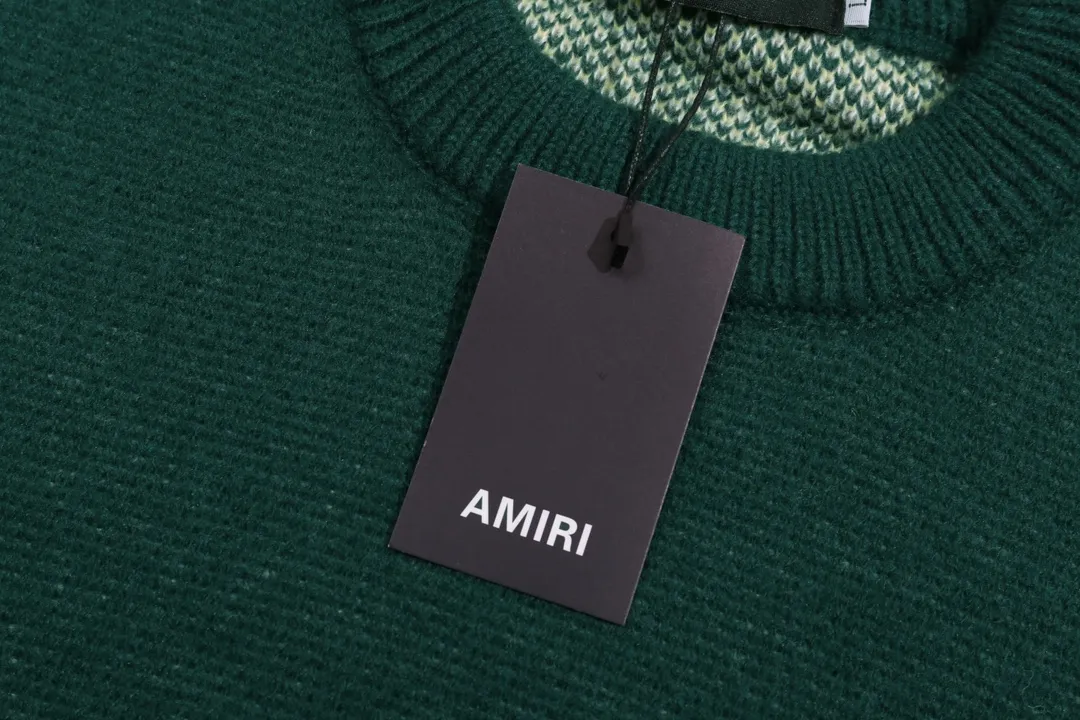 P280 AMIRI new style neckline personalized logo embroidered jacquard seahorse wool sweater Color: black green blue Size: S M L XL XXL
