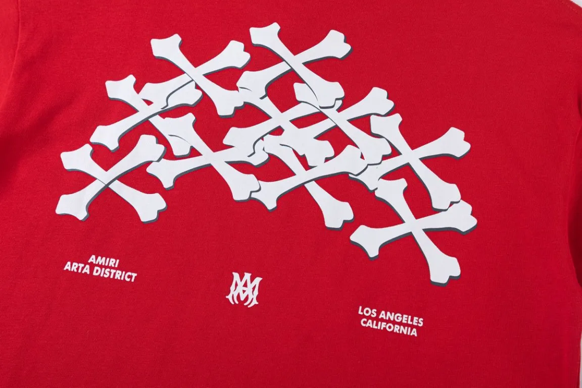 P140 8059-01#AMIRI classic bone print logo, color: red, size; S M L XL
