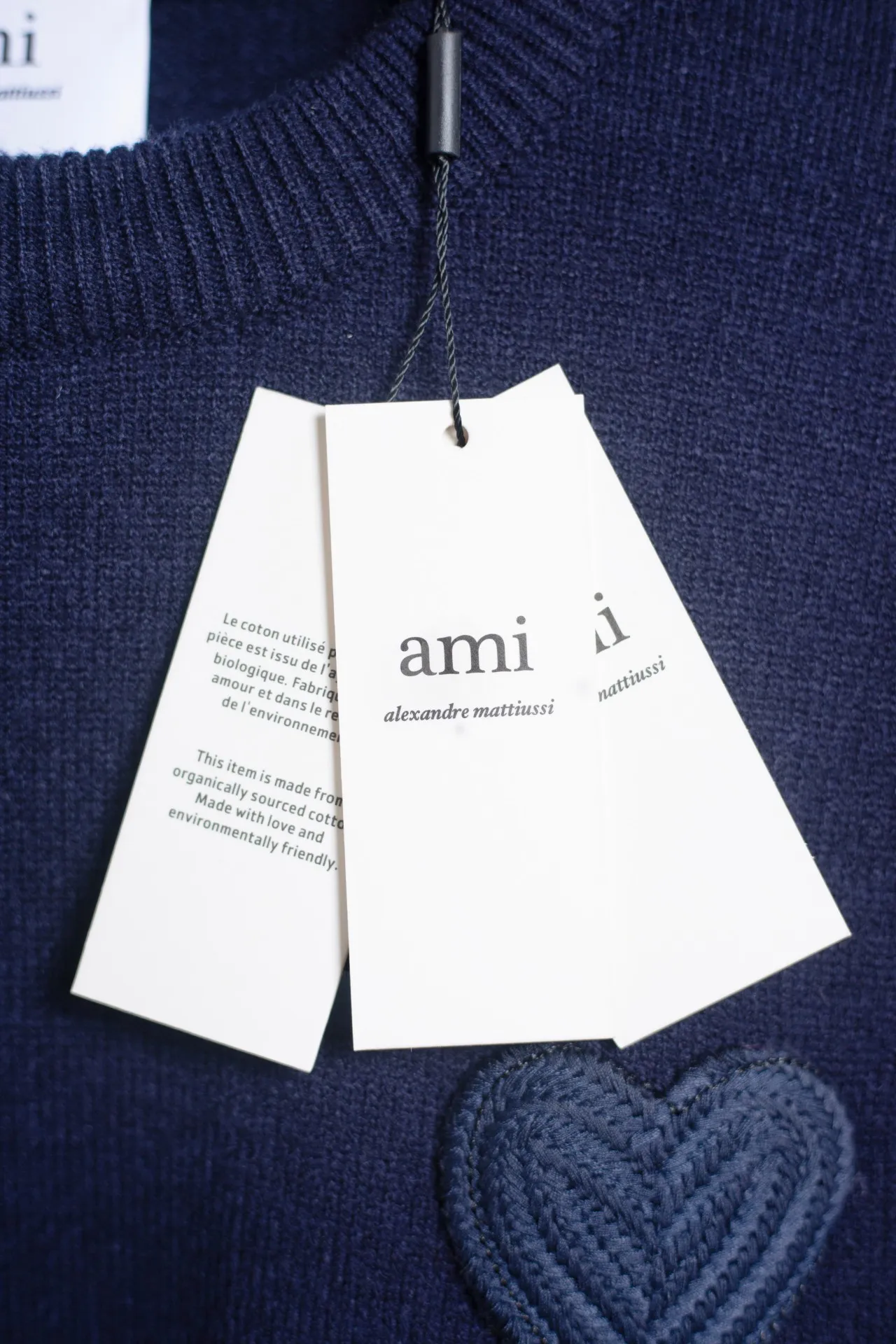 P170 AMI's new classic love chapter crew neck sweater, the highest version, supports comparison, color: royal blue, size: S-XL