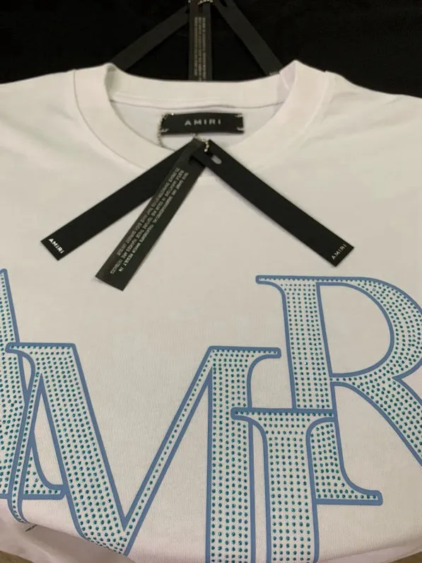 707 model P126 AMIRI real shot, hot flash silver particles, black, white, hanging shot S. M. L. XL