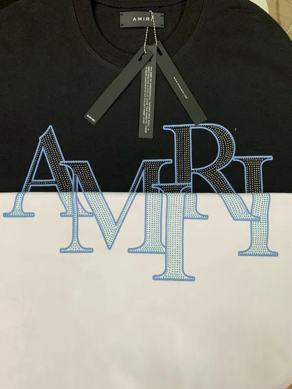 707 model P126 AMIRI real shot, hot flash silver particles, black, white, hanging shot S. M. L. XL