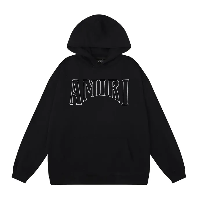 Style number: 883 P220 Fabric: 360g pure cotton terry sweatshirt AMIRI 2025 autumn and winter new logo hooded terry sweatshirt high street unisex loose classic letter jacket Color: black Size: S M L XL