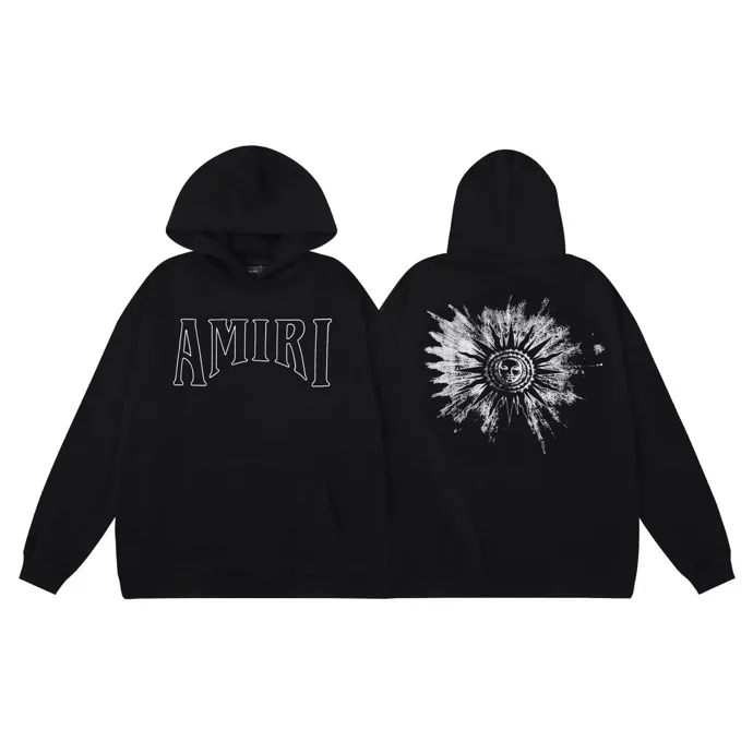Style number: 883 P220 Fabric: 360g pure cotton terry sweatshirt AMIRI 2025 autumn and winter new logo hooded terry sweatshirt high street unisex loose classic letter jacket Color: black Size: S M L XL
