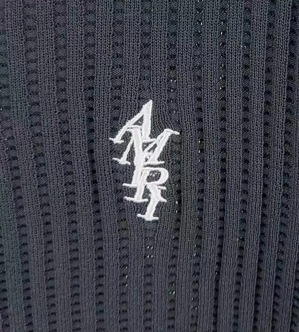 P210 🎉AMIRI new sweater short-sleeved POLO shirt, thin and breathable, embroidery on the chest, color: white black orange number: S M L XL XXL