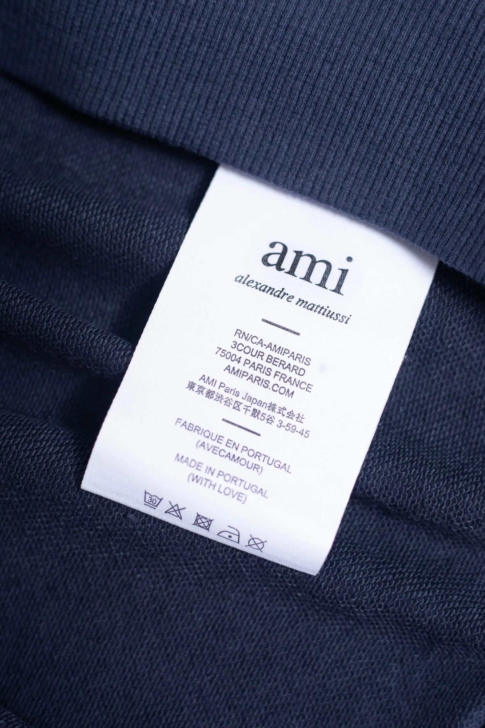 P146 AMI 25 new autumn and winter towel embroidered big heart towel embroidered raglan round neck sweatshirt, customized 360g pure cotton fabric, high version, new main wheat, washed wheat, same style for men and women, color: royal blue, size: S-XL