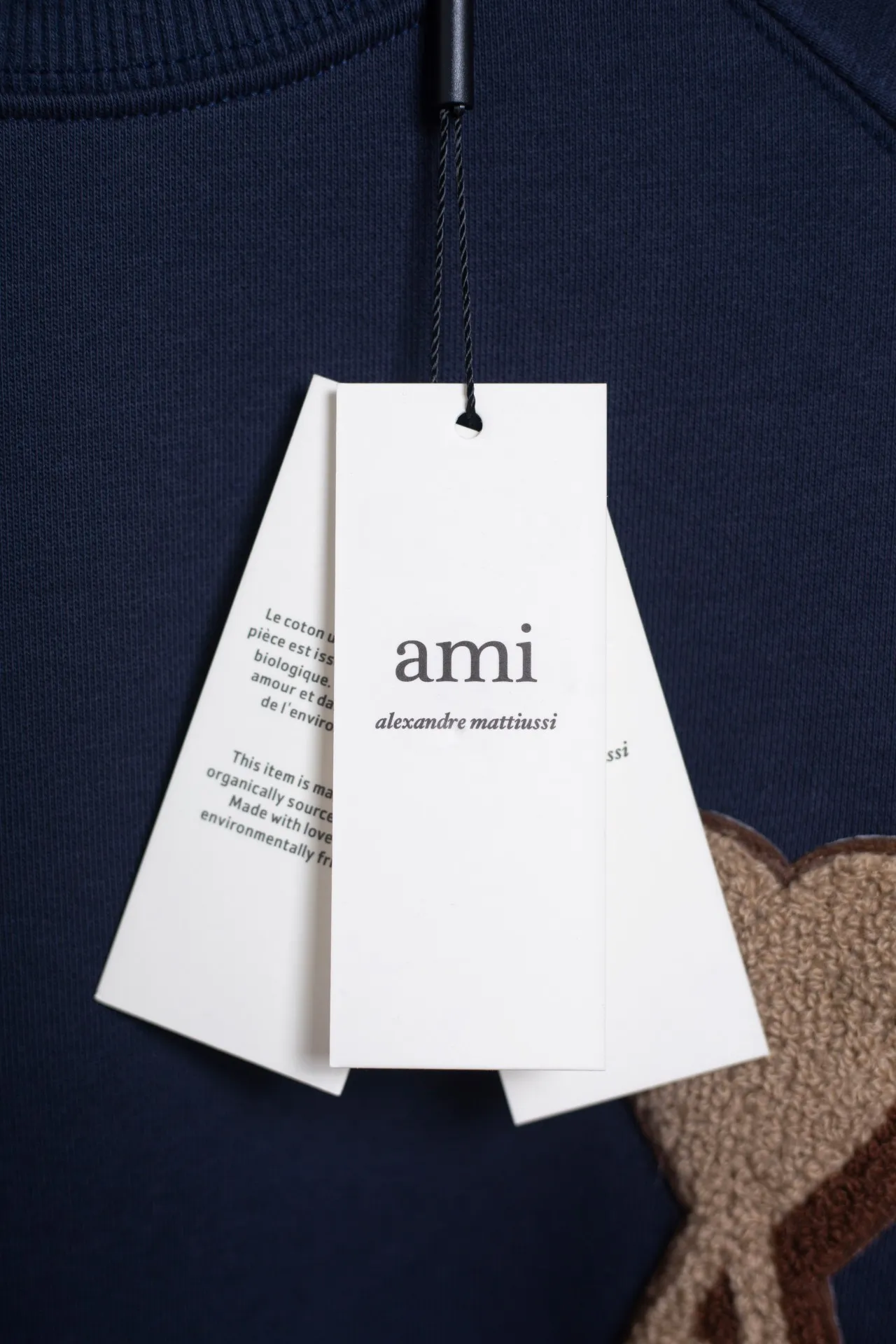 P146 AMI 25 new autumn and winter towel embroidered big heart towel embroidered raglan round neck sweatshirt, customized 360g pure cotton fabric, high version, new main wheat, washed wheat, same style for men and women, color: royal blue, size: S-XL