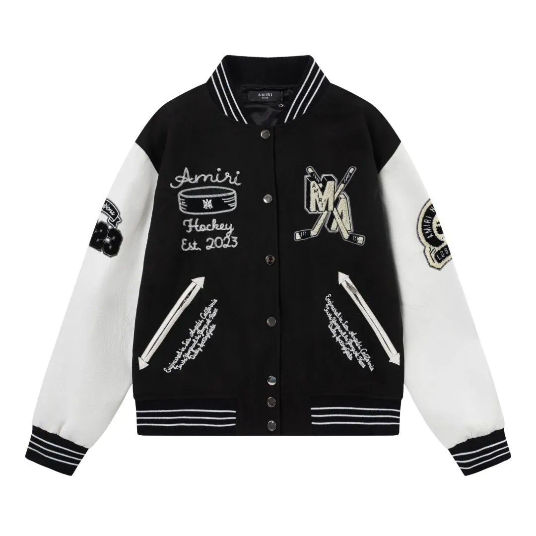 7162#P490AMIRI boxing character embroidery. Color: black, avocado green. Size: S M L XL
