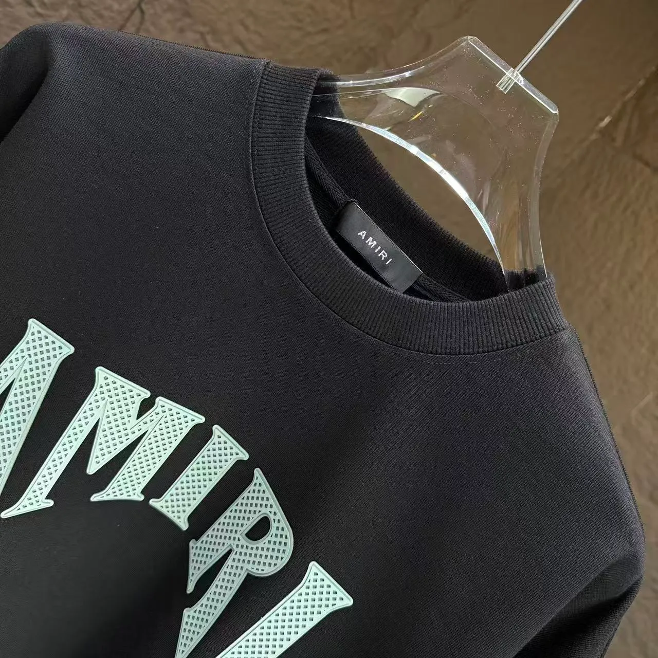 P210 AMIRI* 2025 autumn and winter new round neck sweatshirt 400g terry cotton letter logo lettering film thick plate glue Color: black white blue purple code number: S M L XL XXL