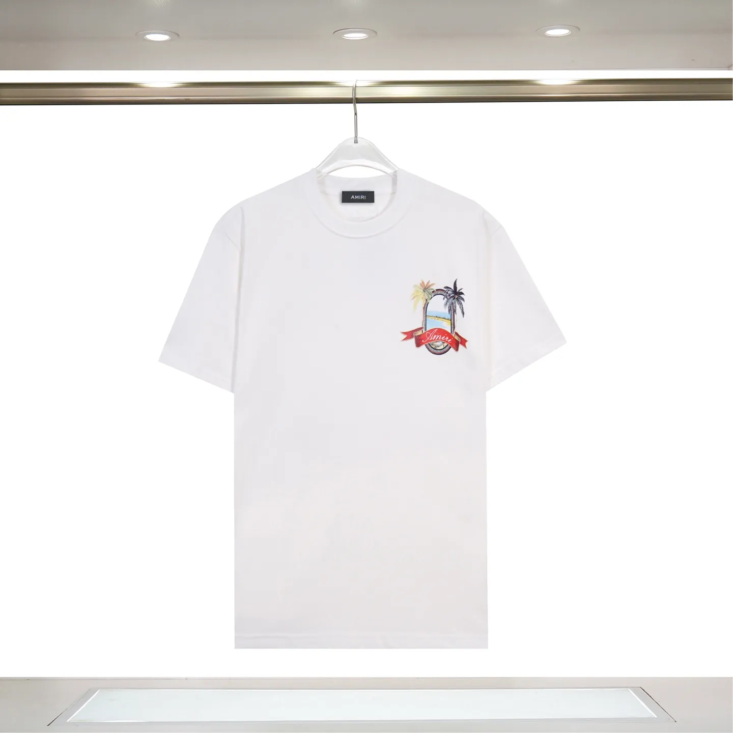 P122 873# "𝙉𝙚𝙬♈️ AMIRI" 🏖 25 spring and summer new style short-sleeved T-shirt with front and rear letter logo printing, made of 260g 32-count dense double yarn cotton fabric, soft fabric.   Color: Black White Size: S M L XL 2XL