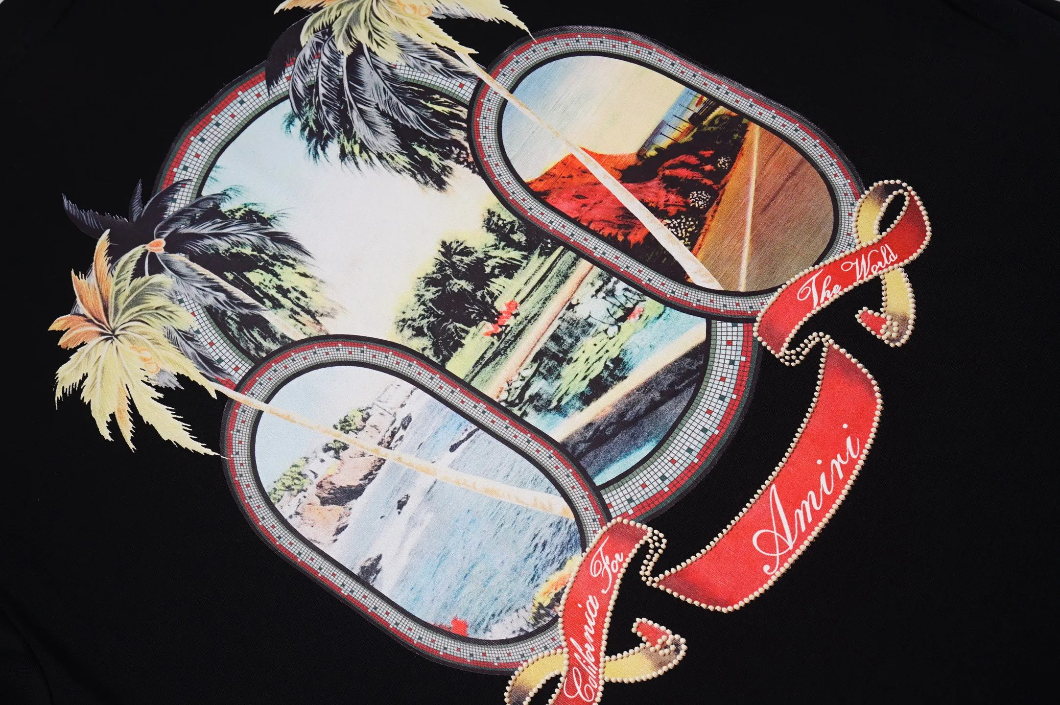 P122 873# "𝙉𝙚𝙬♈️ AMIRI" 🏖 25 spring and summer new style short-sleeved T-shirt with front and rear letter logo printing, made of 260g 32-count dense double yarn cotton fabric, soft fabric.   Color: Black White Size: S M L XL 2XL